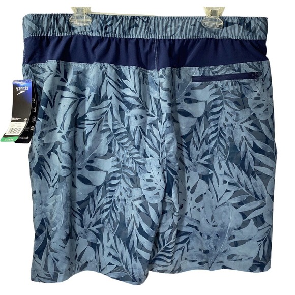 Speedo UV 50+ Protection Volley Swim Shorts Men's Size XL Blue Palm Leaf Print - Picture 3 of 10